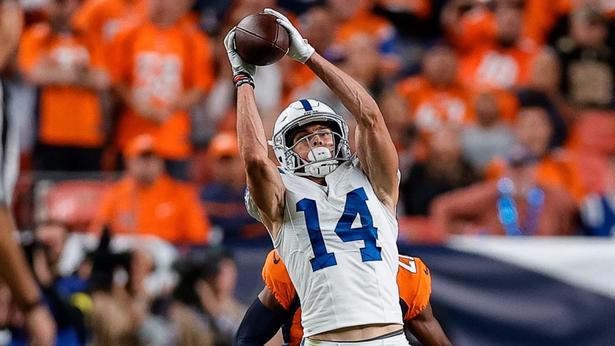 Indianapolis Colts wide receiver Alec Pierce (14) participates in